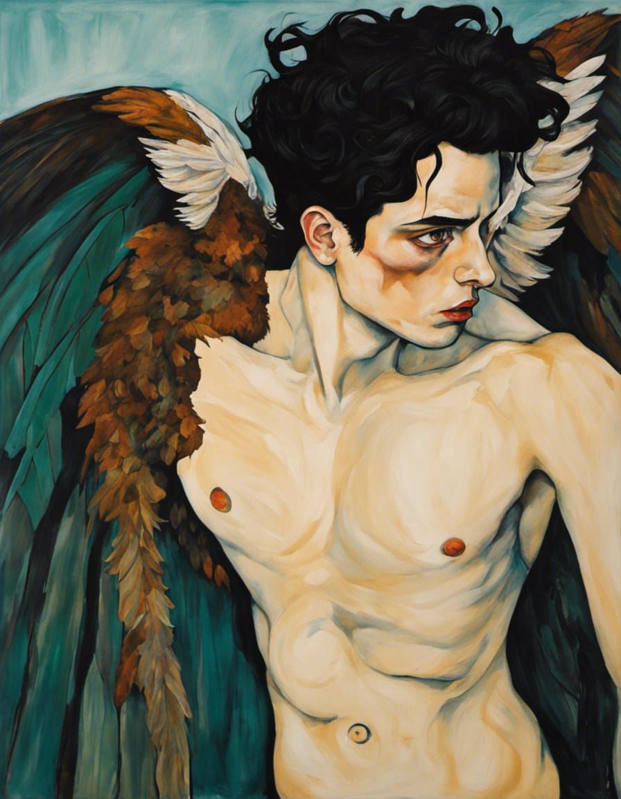 Fallen Angel: Expressive Gothic Portrait