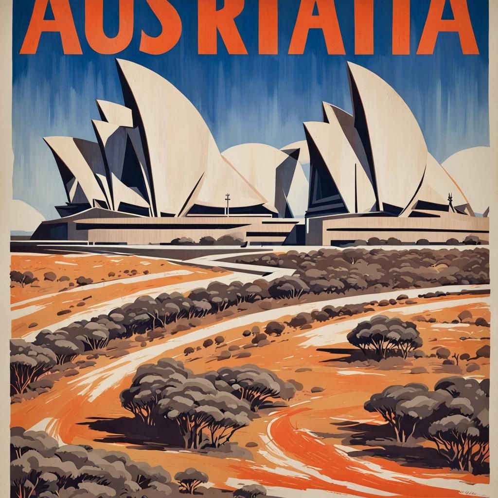 Brutalist 1960s Australia Propaganda Poster