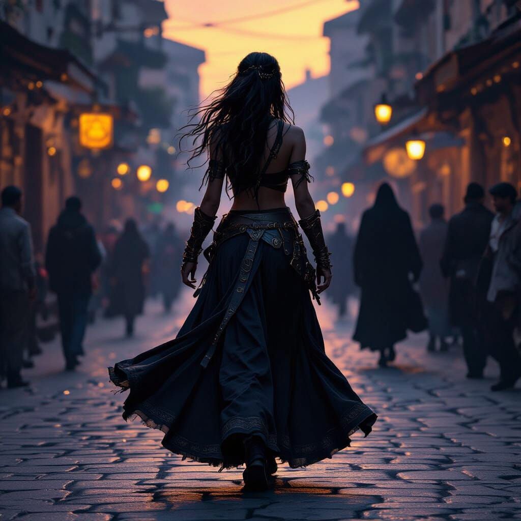 Gypsy Dancer Warrior in Dark Fantasy Style