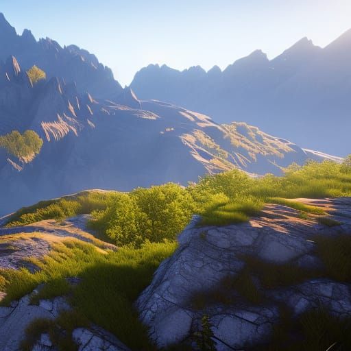Sunrise over the mountains Unreal Engine 8k resolution conce...