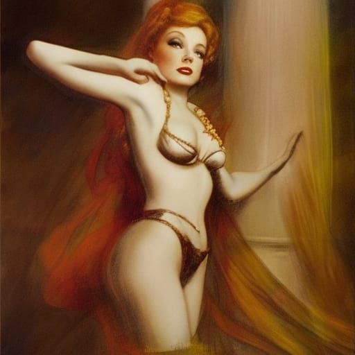 Woman Dancing in Saloon, in Titian Style