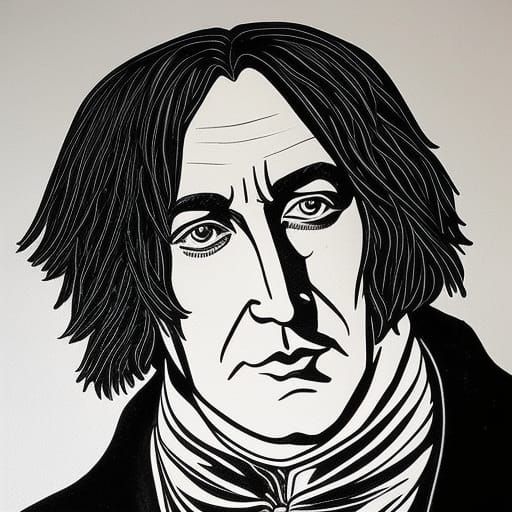 Intricately Detailed Cartoon of Professor Snape