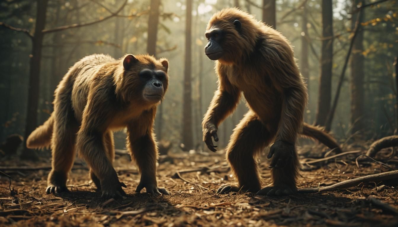 Monkey-Bear Hybrid in Cinematic Film Style