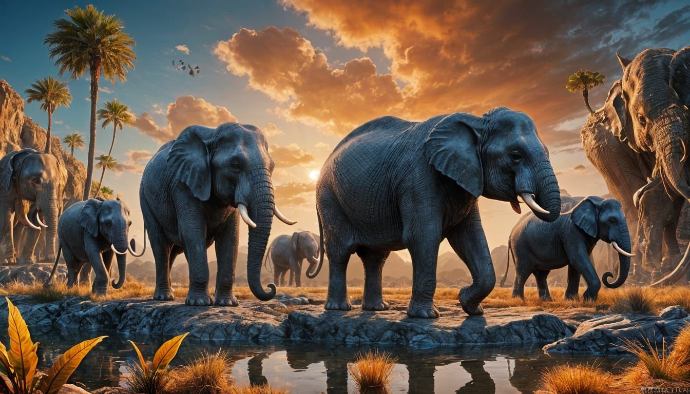 Surreal Elephants in Style of Salvador Dalí