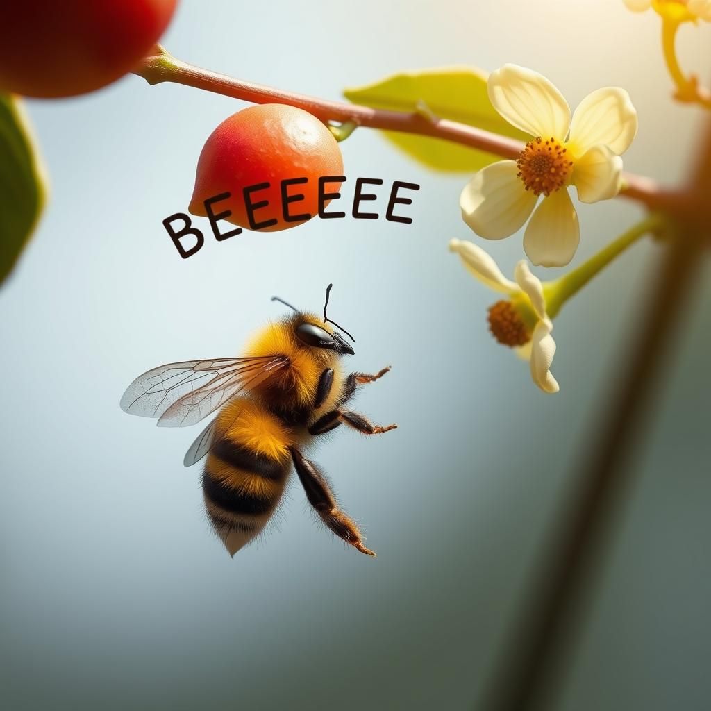 Singing Bumblebee on Fruit: A Whimsical Scene