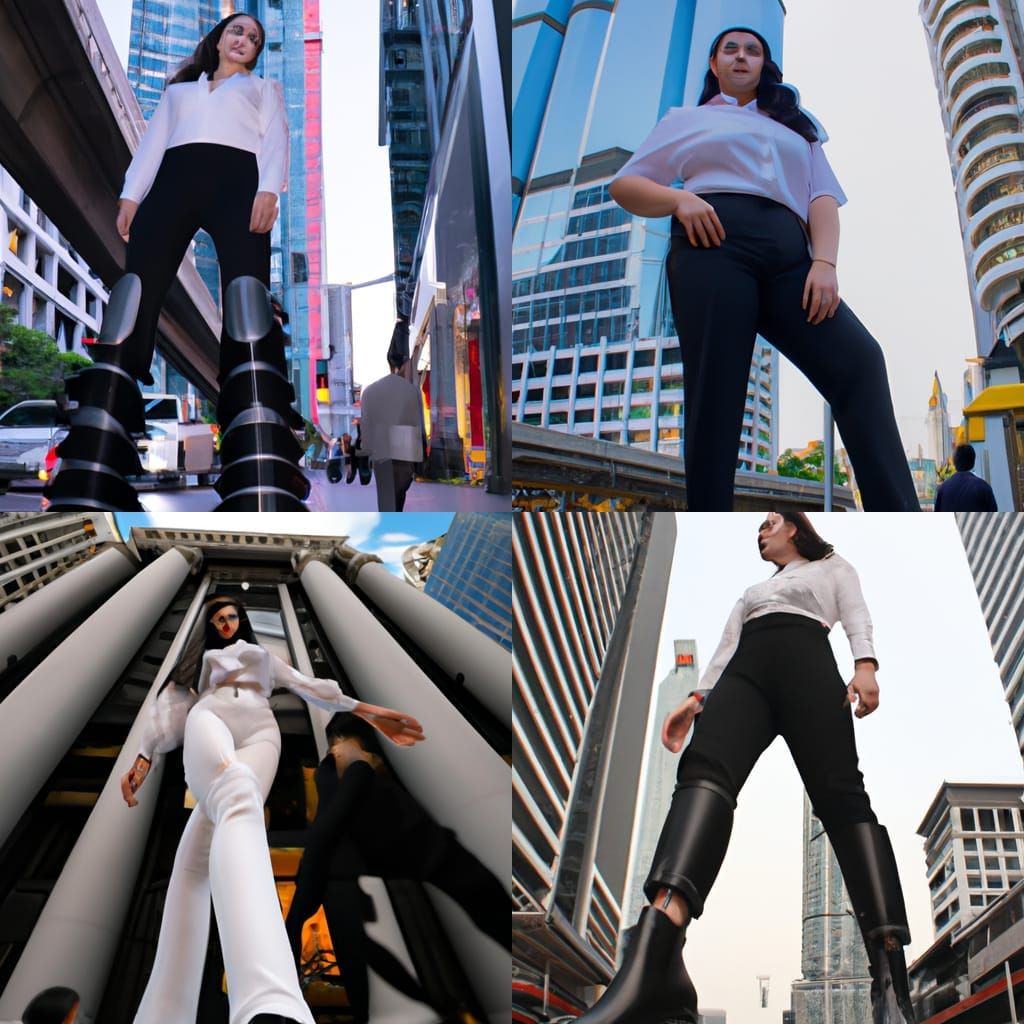 Giant Woman Dominates Cityscape in Photorealistic Detail