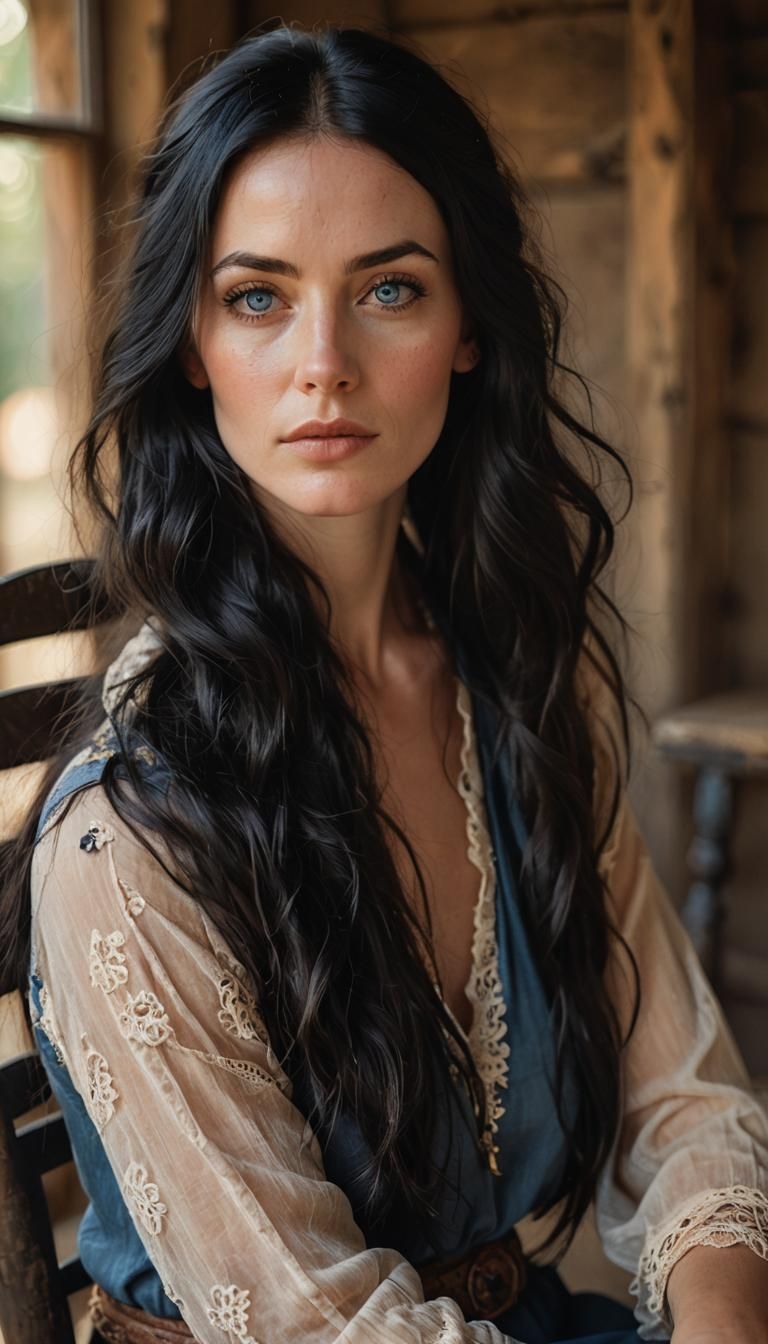 Bohemian Woman Portrait with Ethereal Lighting