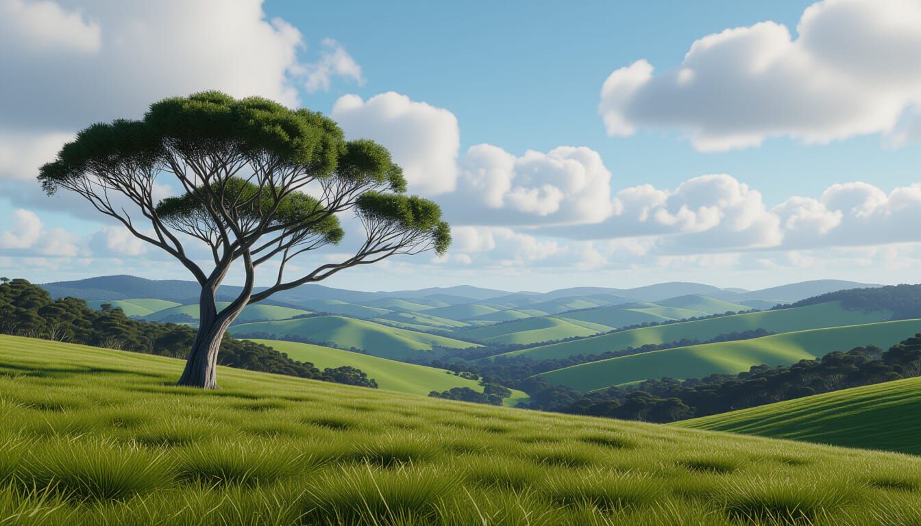 Windswept Gum Tree at Mount Worth: A Matte Painting