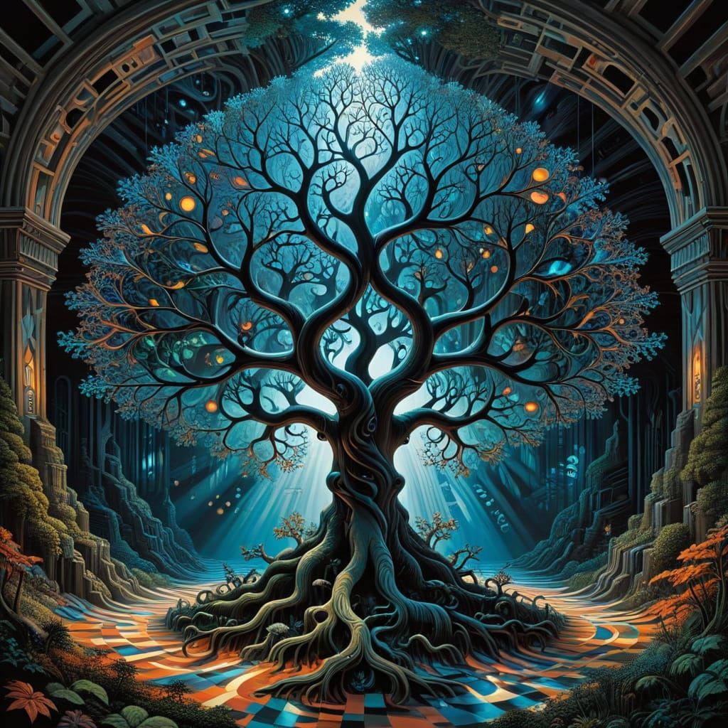 Fractal Tree in Psychedelic Abstraction