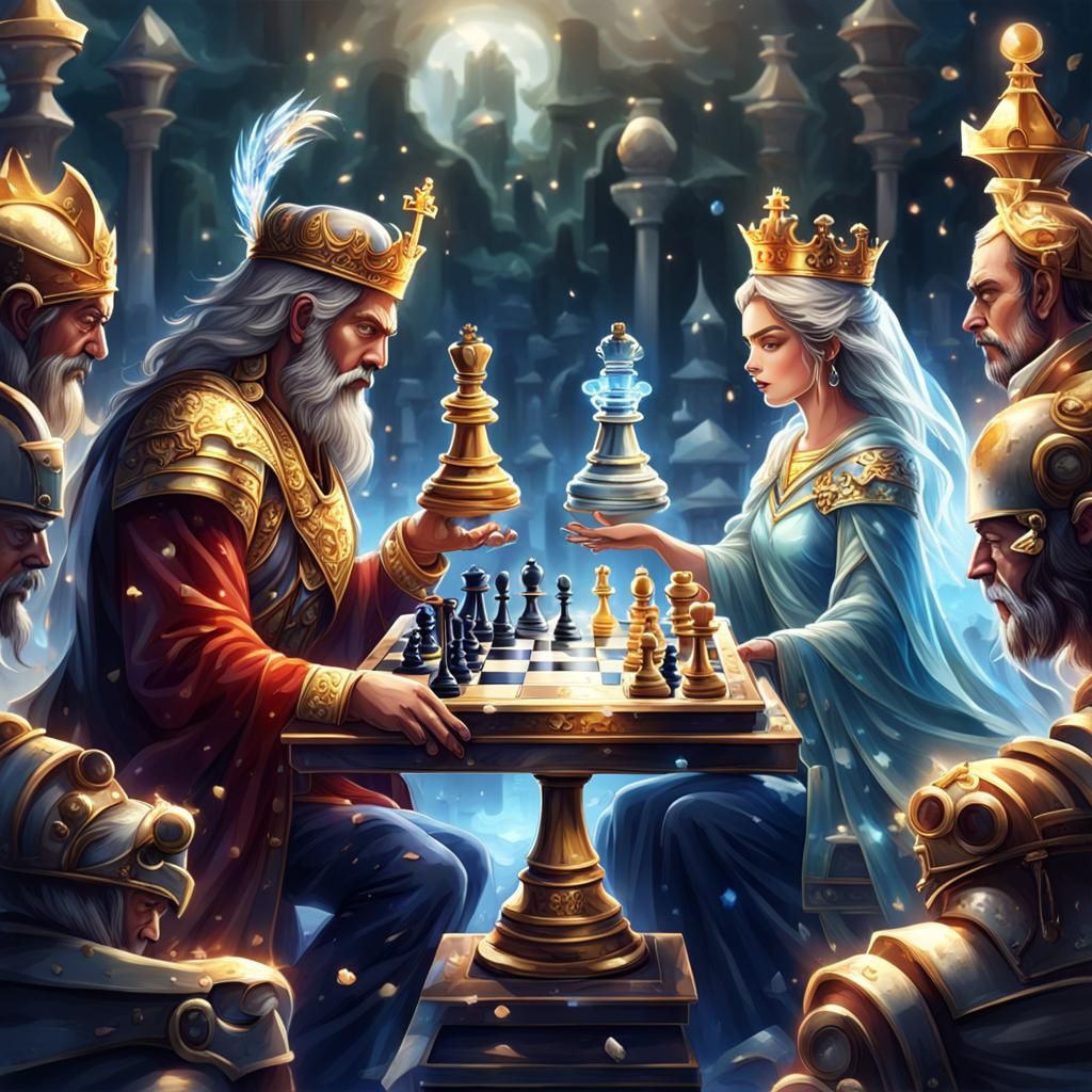 Animated Chess Game with Gemstone Pieces