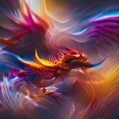 Abstract Dragon and Phoenix in 8K Resolution