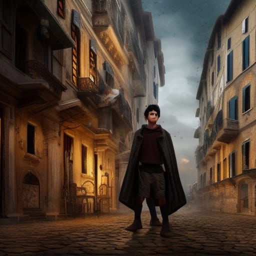 Detailed Digital Painting of a Jewish Italian Boy