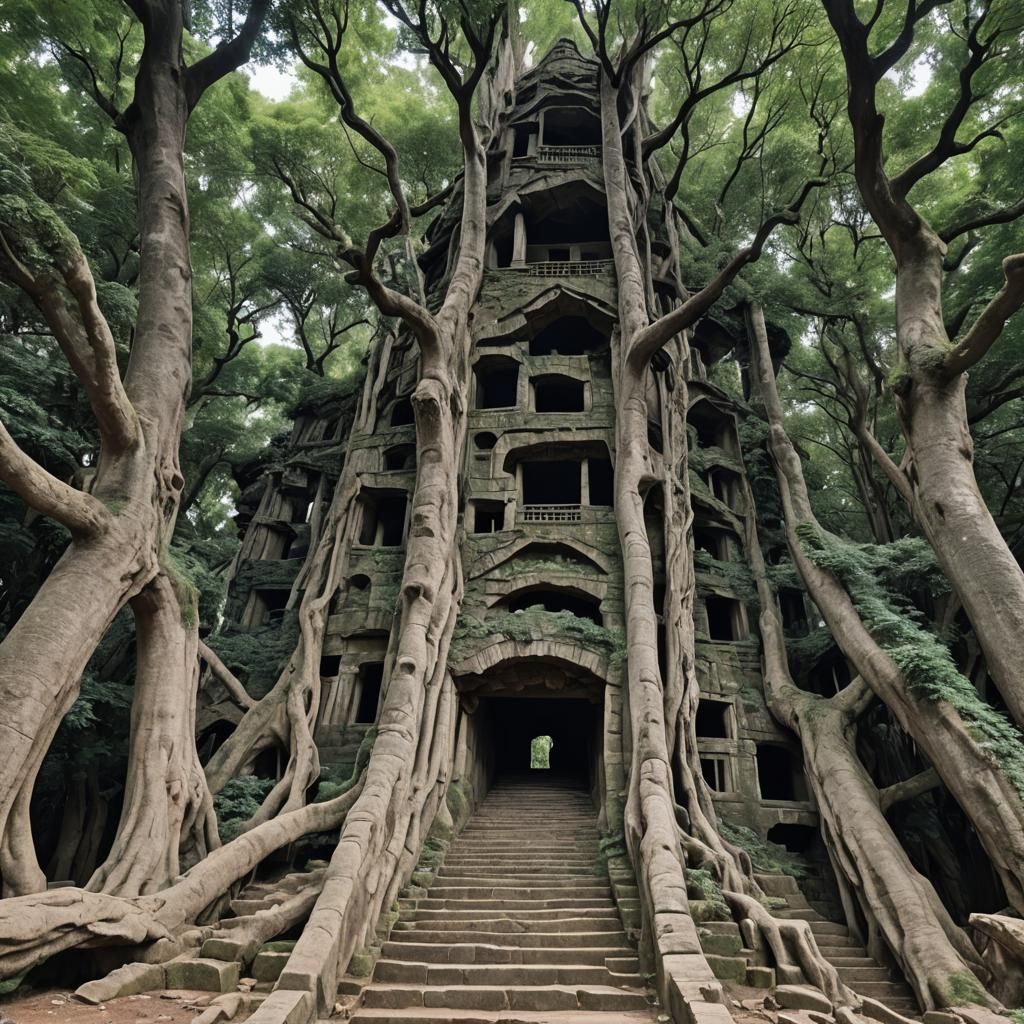 Majestic Ancient Tree Staircase to the Sky