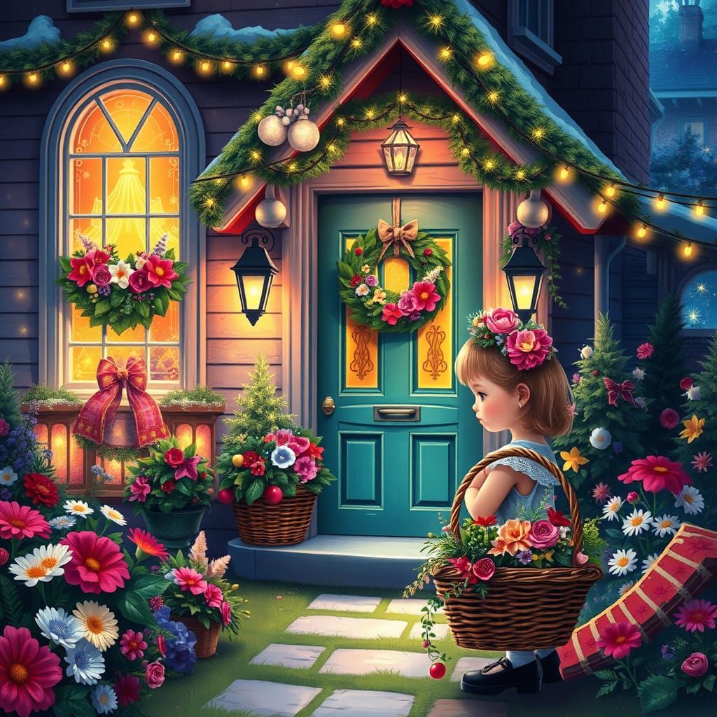 Enchanted Whimsical Christmas Wonderland in Vibrant Graffiti...