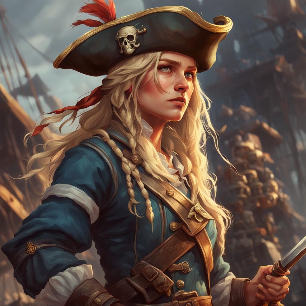 Detailed Portrait of Halfling Pirate with Blonde Hair