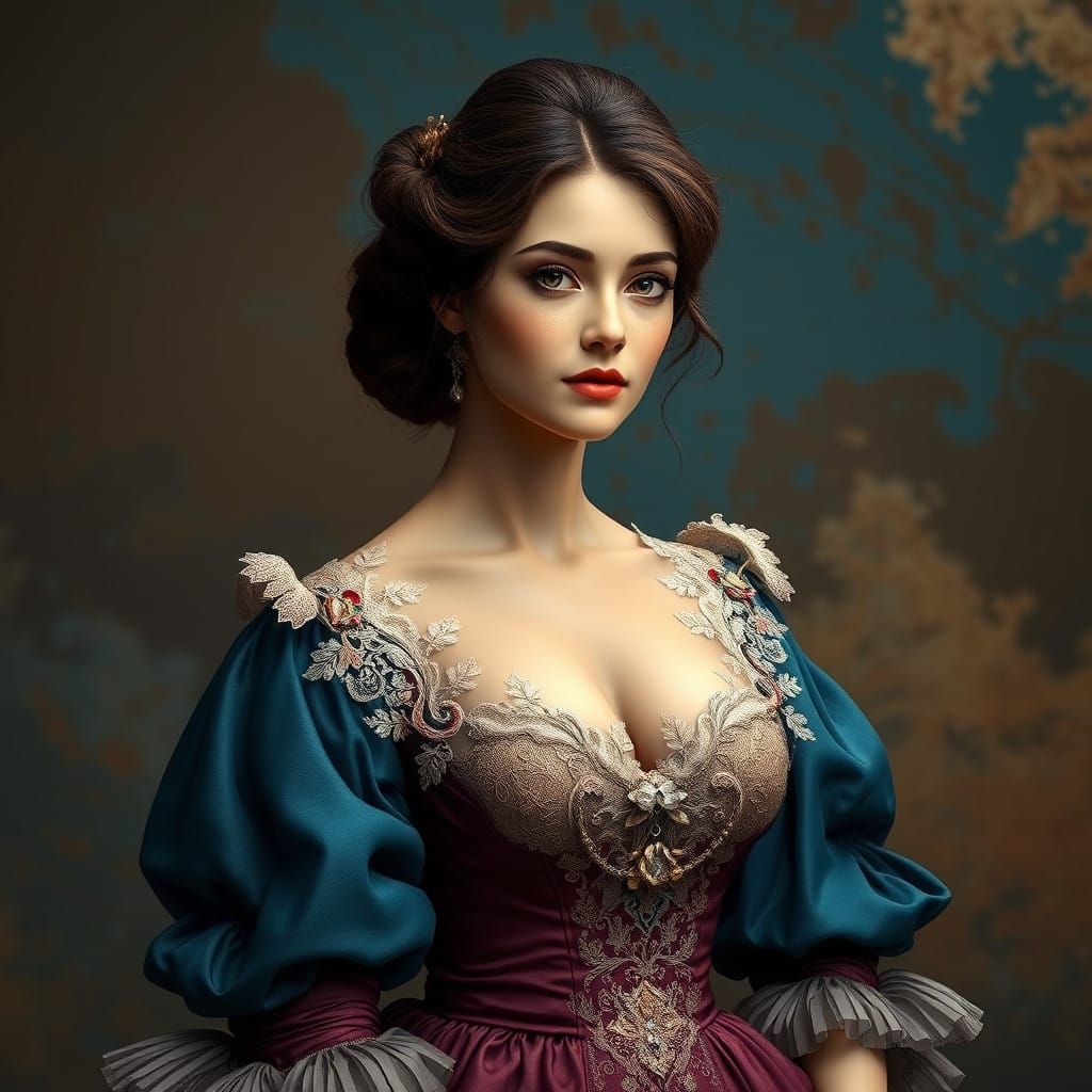 Elegant Lady of the Victorian Era in Dreamlike Setting