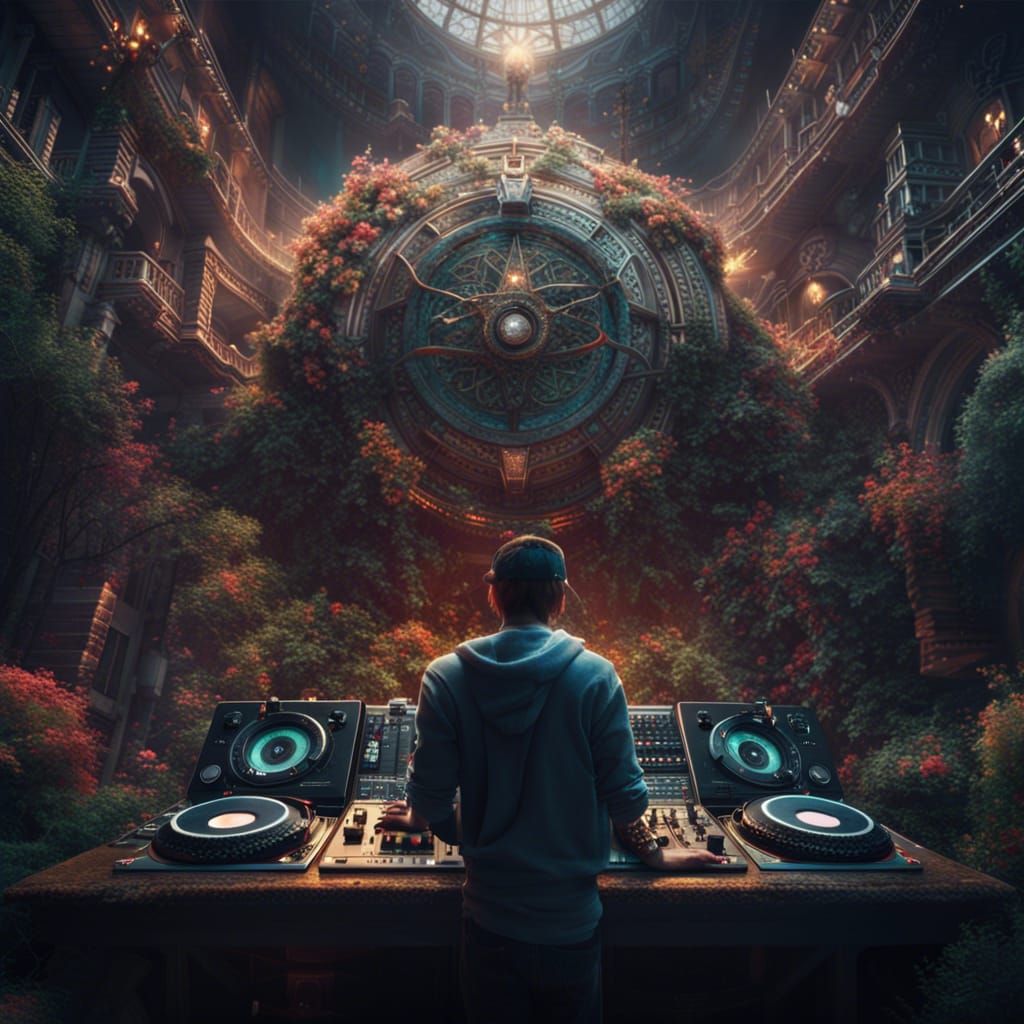 Epic DJ in Maximalist Digital Matte Painting