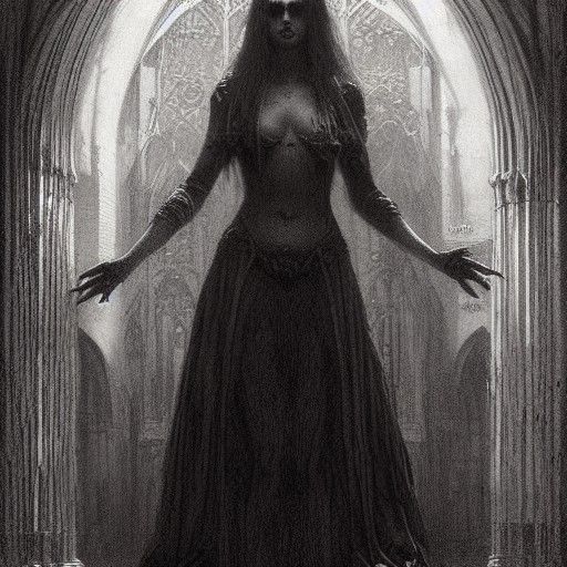 Obedient Gothic Princess in Horror Style