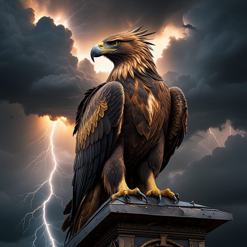 Golden Eagle Crowned in Mythic Fantasy Art