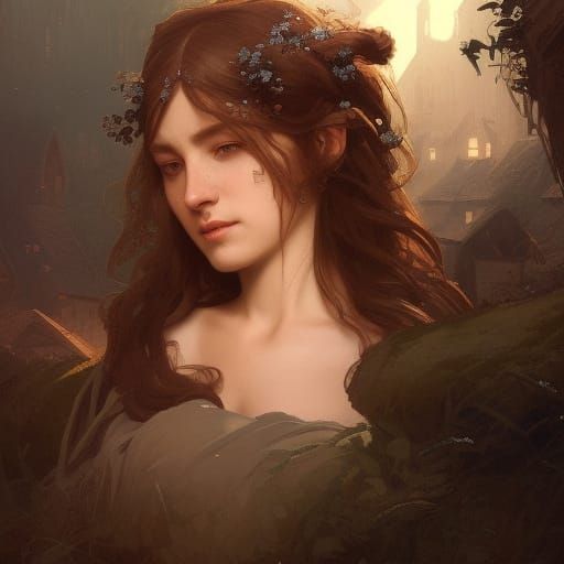 Medieval English Portrait in Art Nouveau Style