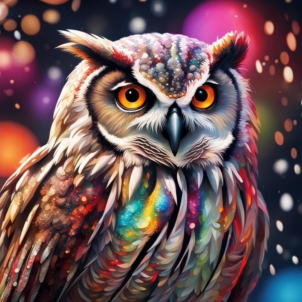 Hyperrealistic Christmas Owl Splash Art