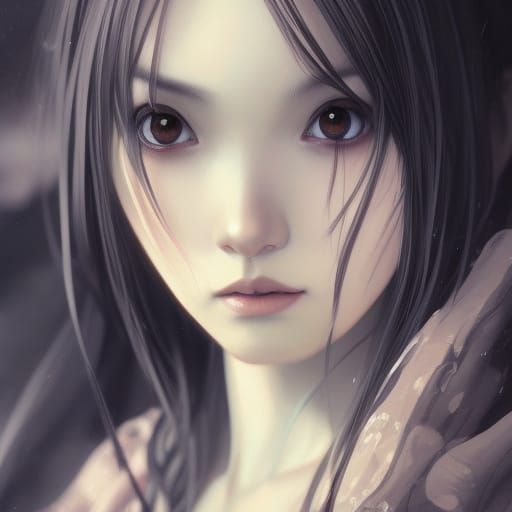 Gothic Manga Girl Portrait in Hyperdetailed Style