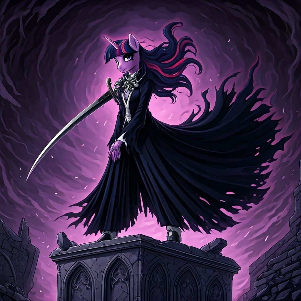 Gothic Twilight Sparkle as Dark Fantasy Soul Reaper