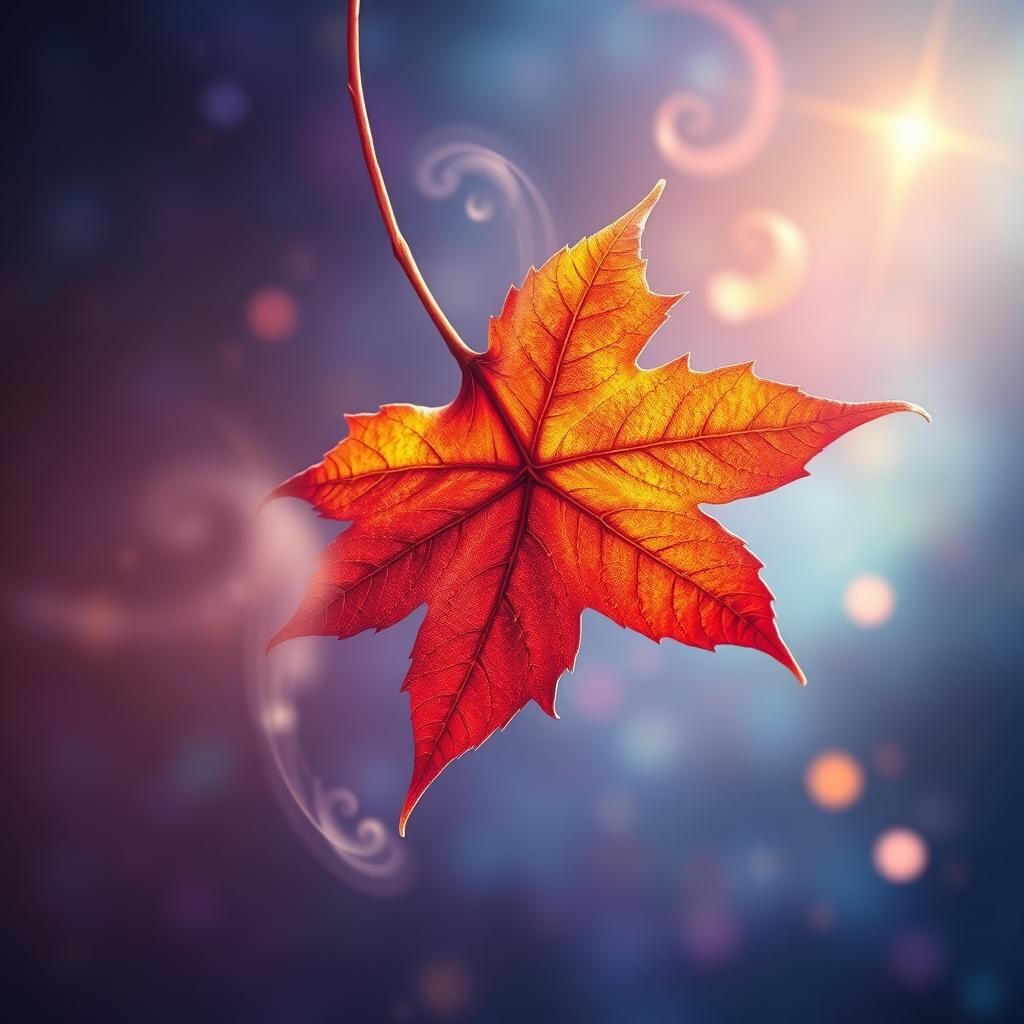 Ethereal Maple Leaf in Cosmic Astral Dreamscape