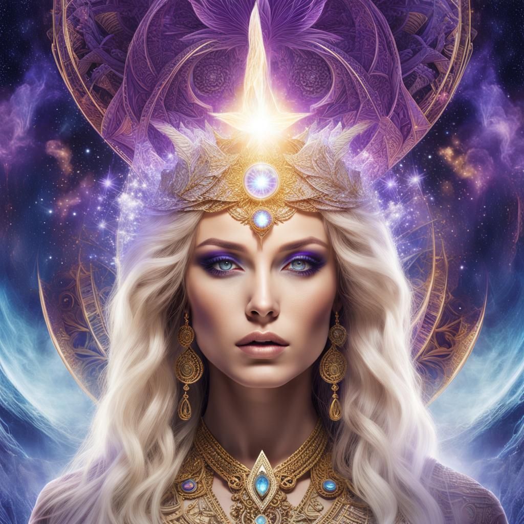 Pleiadian High Priestess Atlantis Double Exposure, Digital A...