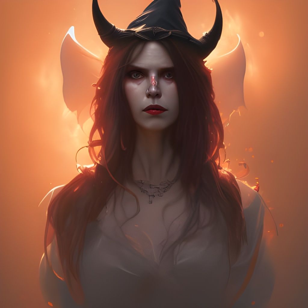 Demonic Witch Portrait in Hyperdetailed Digital Art