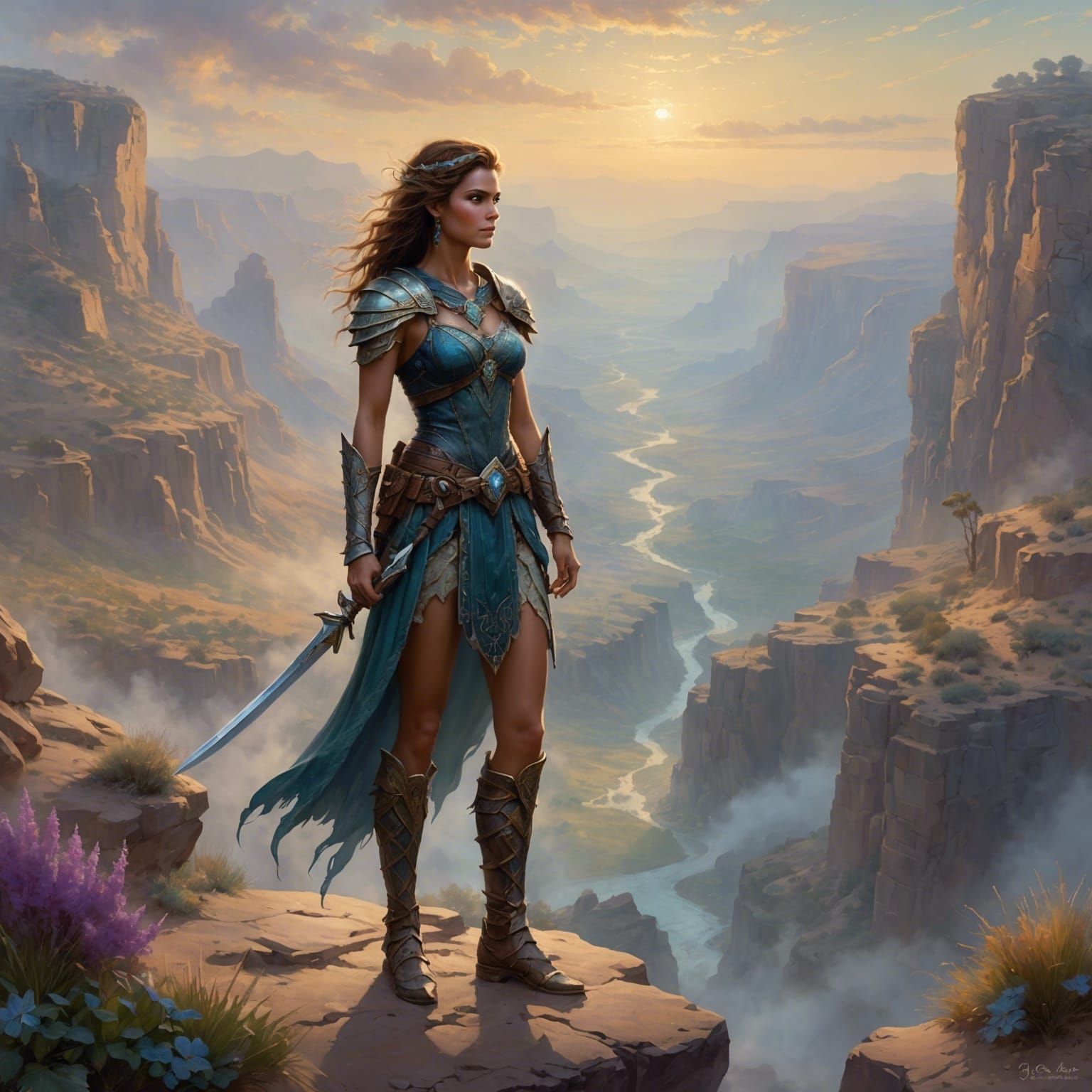 Fae Warrior in Desert Oasis: Ethereal Fantasy