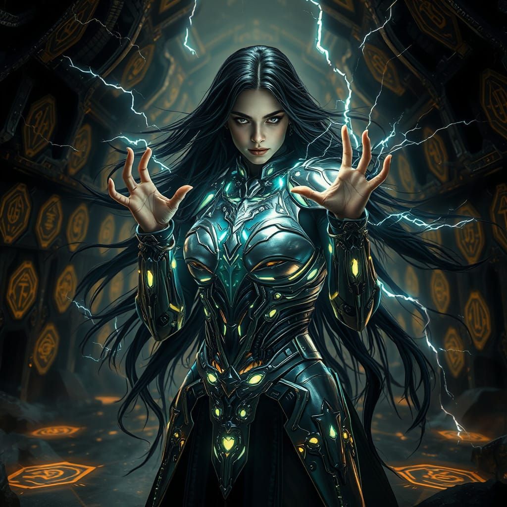 Techno-Witch Unleashes Digital Magic in Dark City