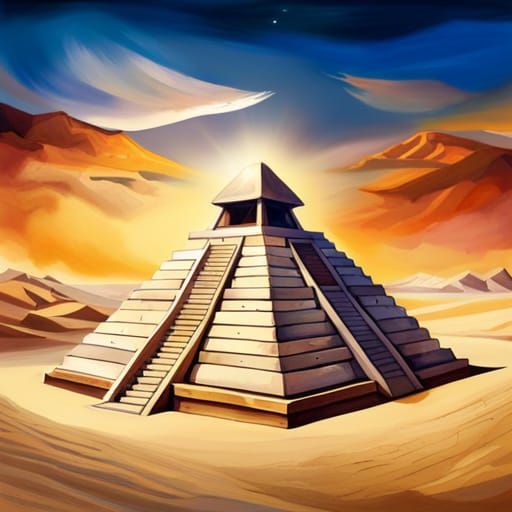 Desert Pyramid: Watercolour Illustration in Deep Colors