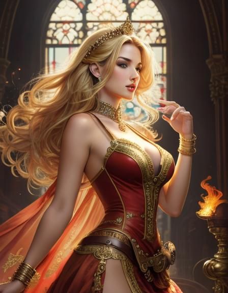 Steampunk Pin-Up Model in Red Lace