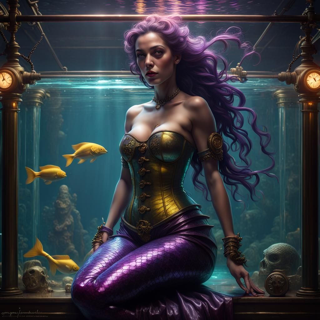 Steampunk Freak Show: Mermaid in Glass Tank