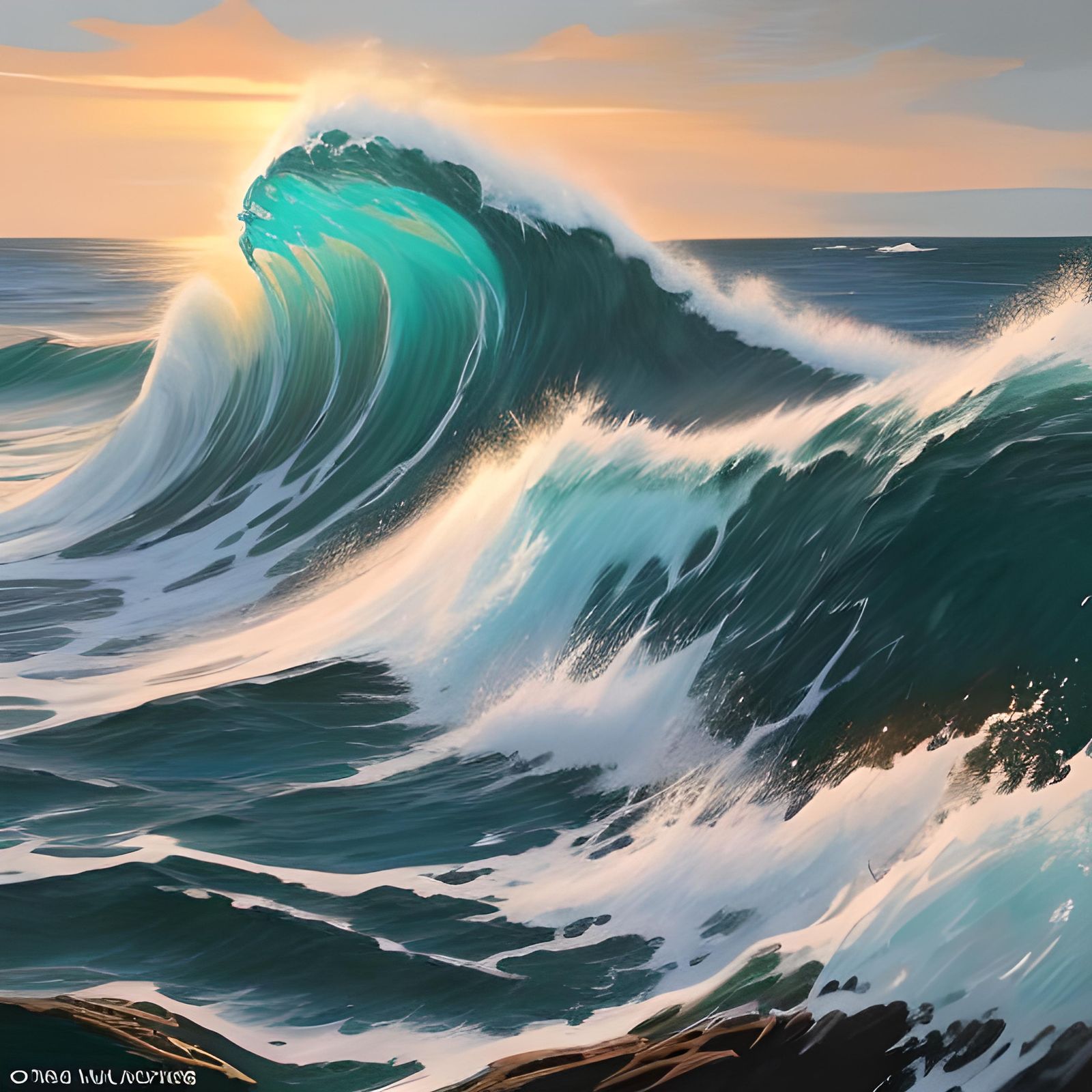 Impressionistic Oil Painting of Salt Water