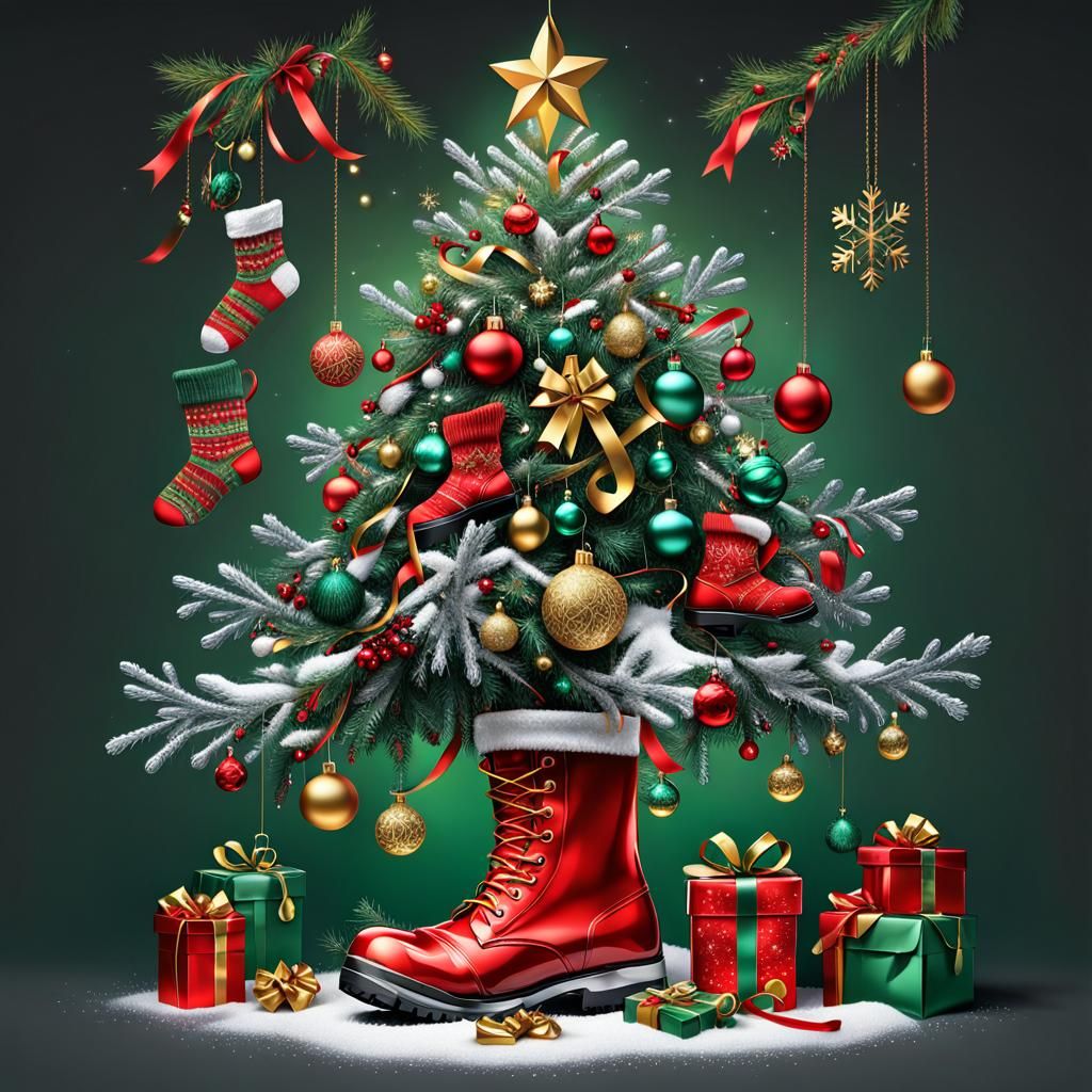 Kitsch Christmas Tree of Socks and Hangers