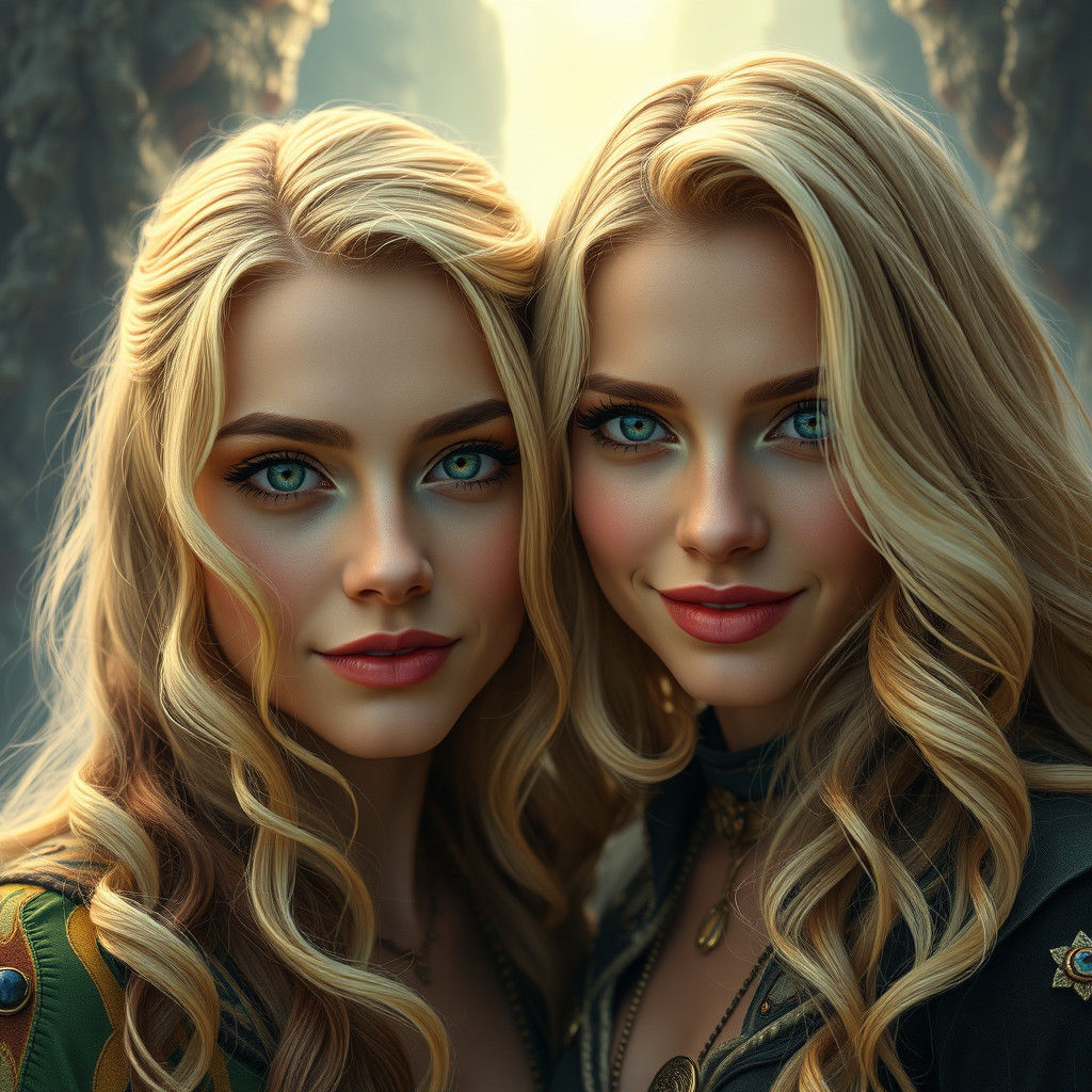 Blonde Women with Green Eyes in Fantasy Matte Painting
