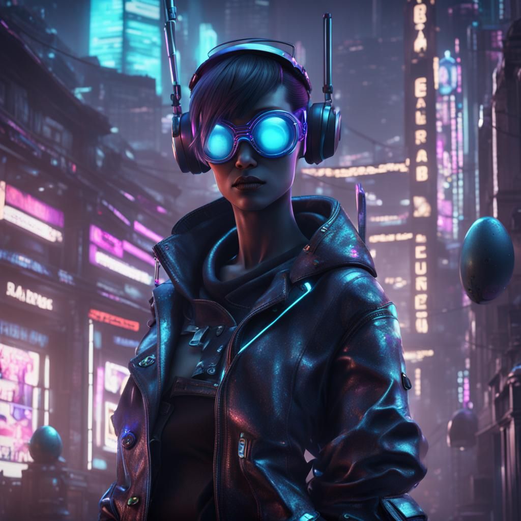 Cyberpunk Easter Celebration in 3D Rendering