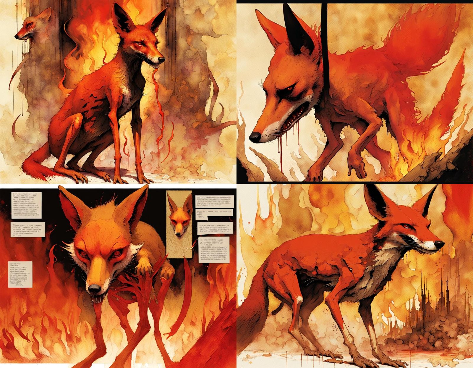 Surreal Fire Creature: A Nightmarish Vision