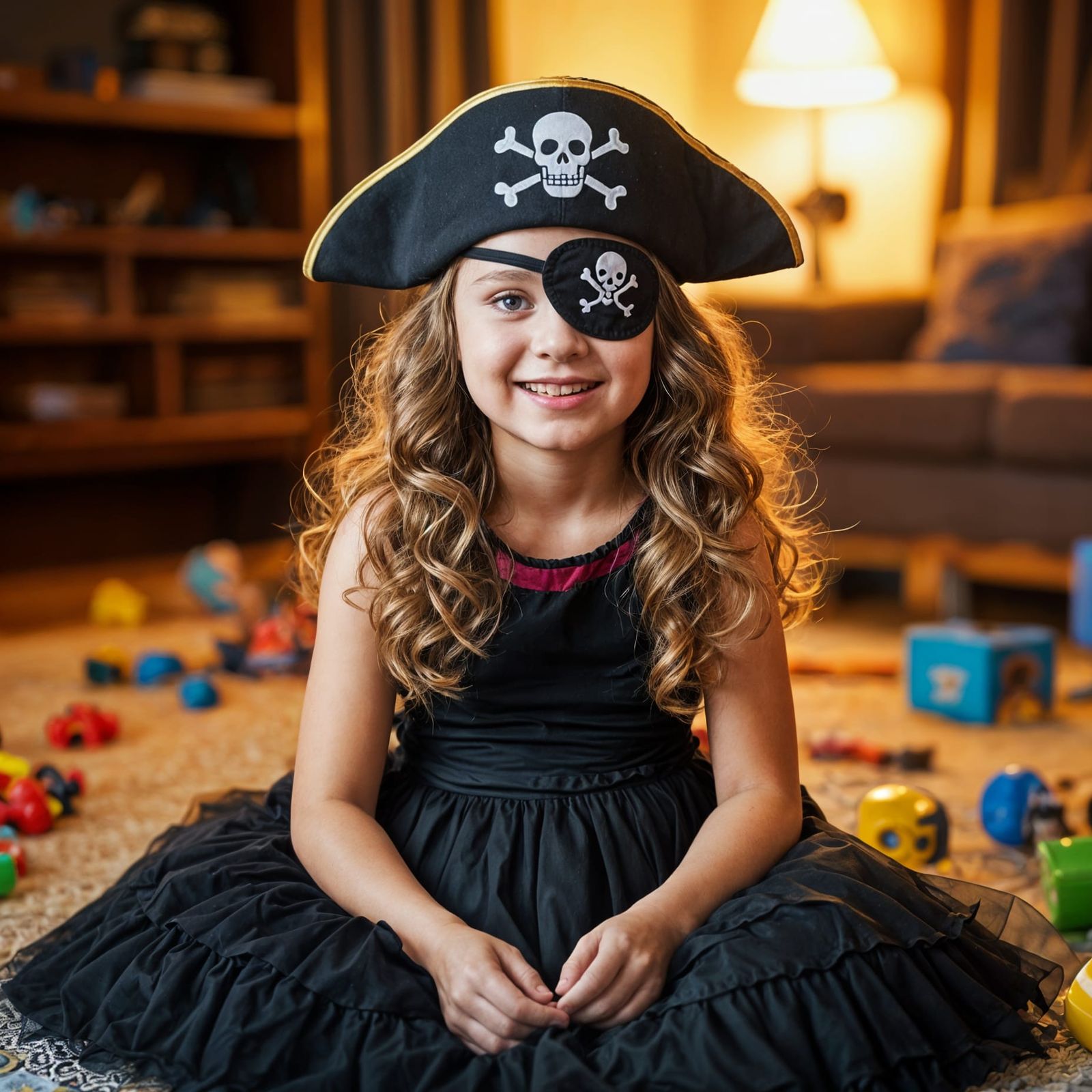 Pirate Girl Portrait in Cozy Livingroom