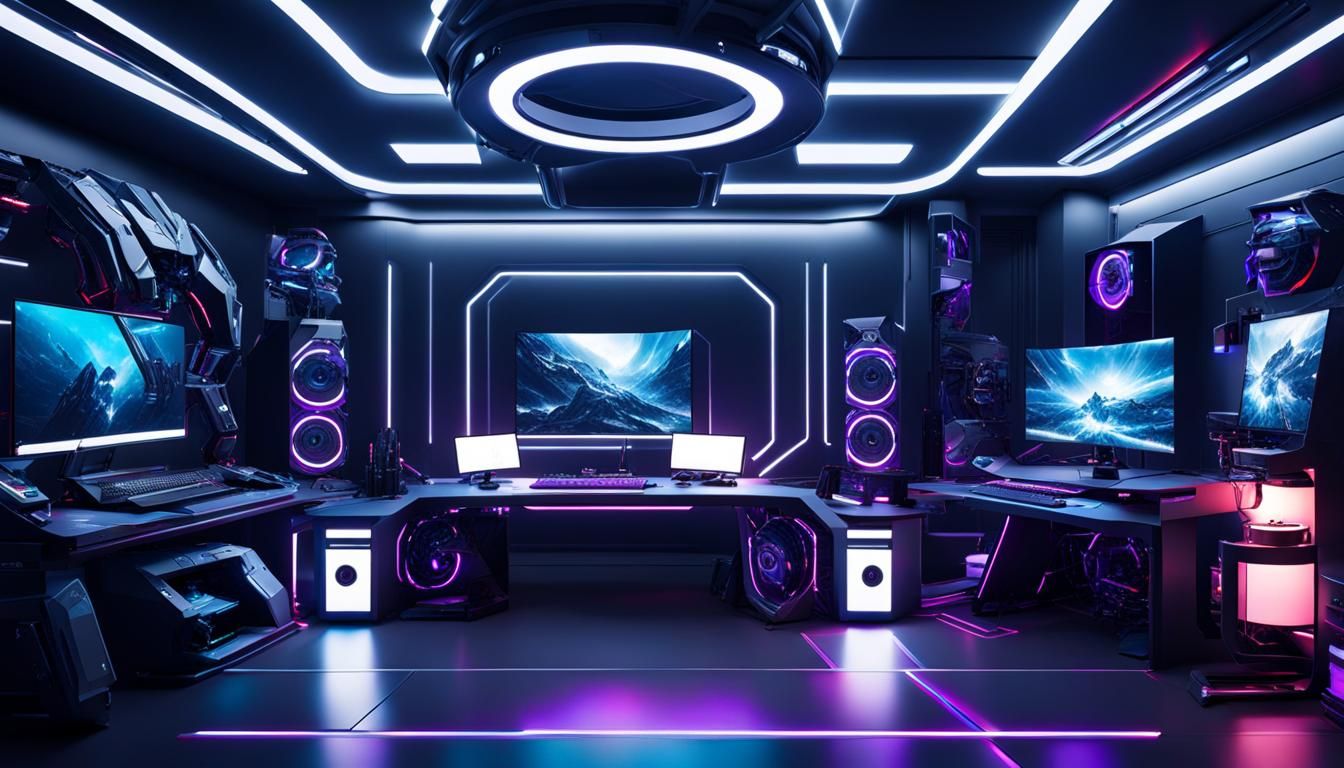 Futuristic Gaming PC Setup in Photorealistic Detail
