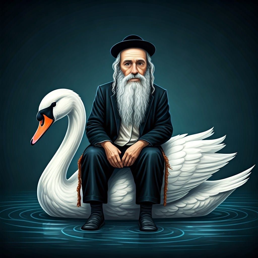 A Rabbi on a Majestic White Swan