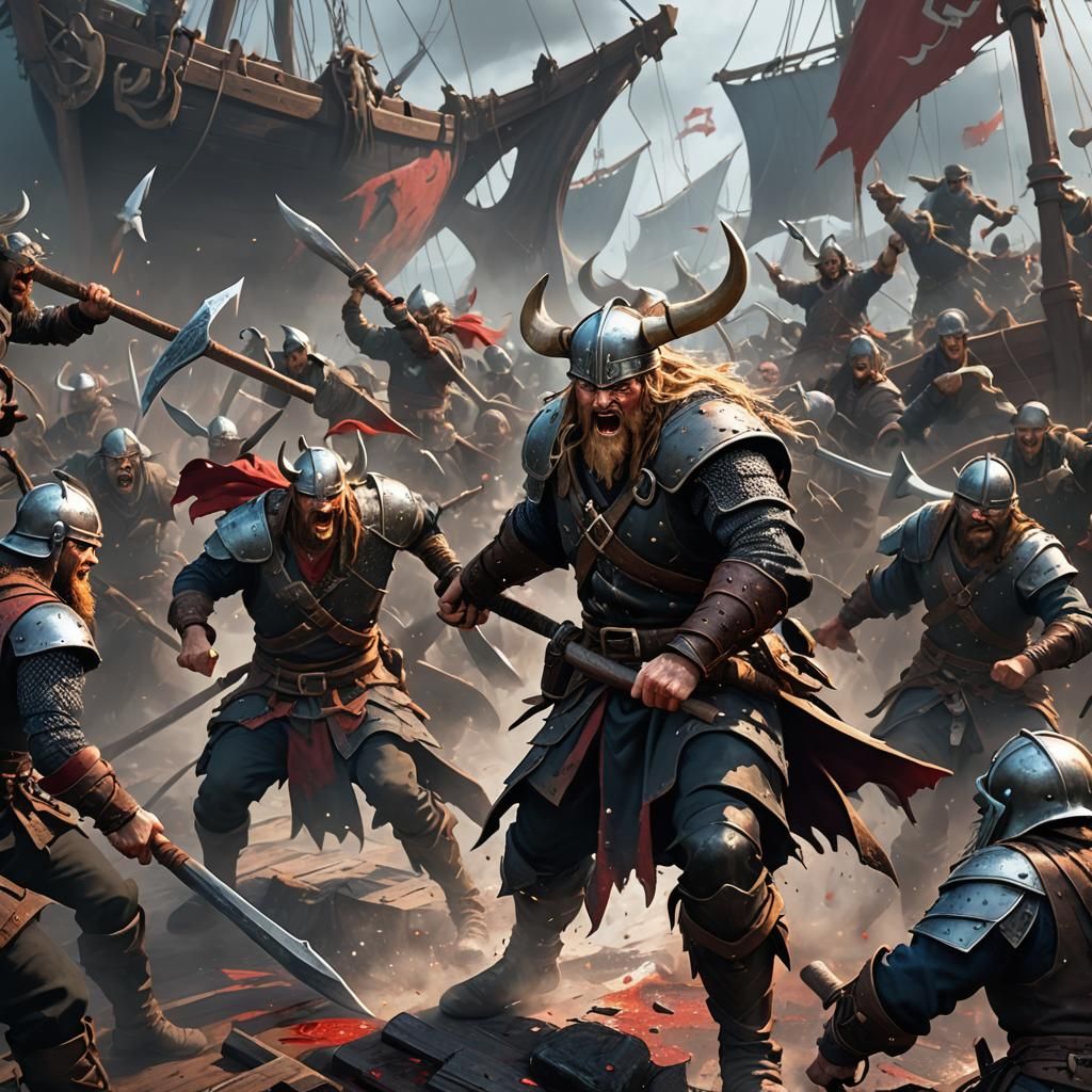 Viking Warrior in Bloody Battle: Fantasy Concept Art