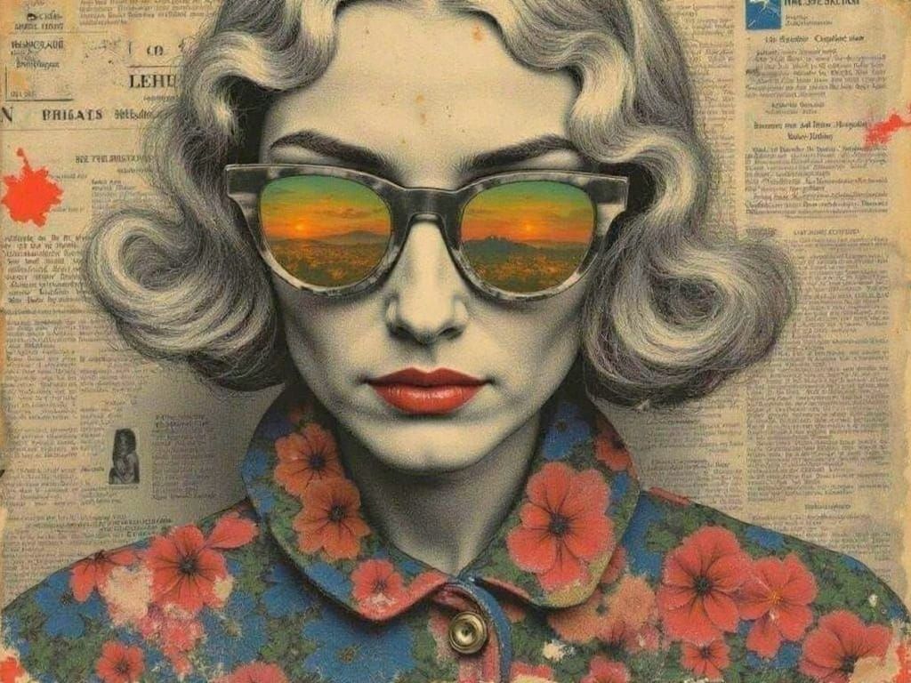 Iris Apfel's Eye Reflections in Suede Texture Style