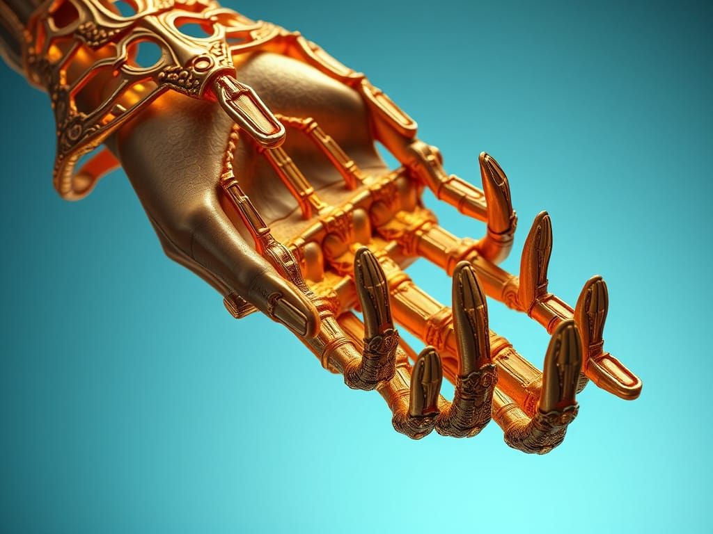 Infinite Hand Fractal in Golden Light