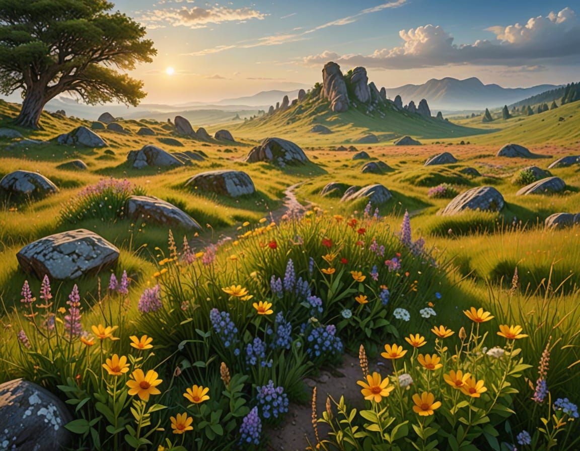 Vibrant Landscape Photography in Oil Painting Style