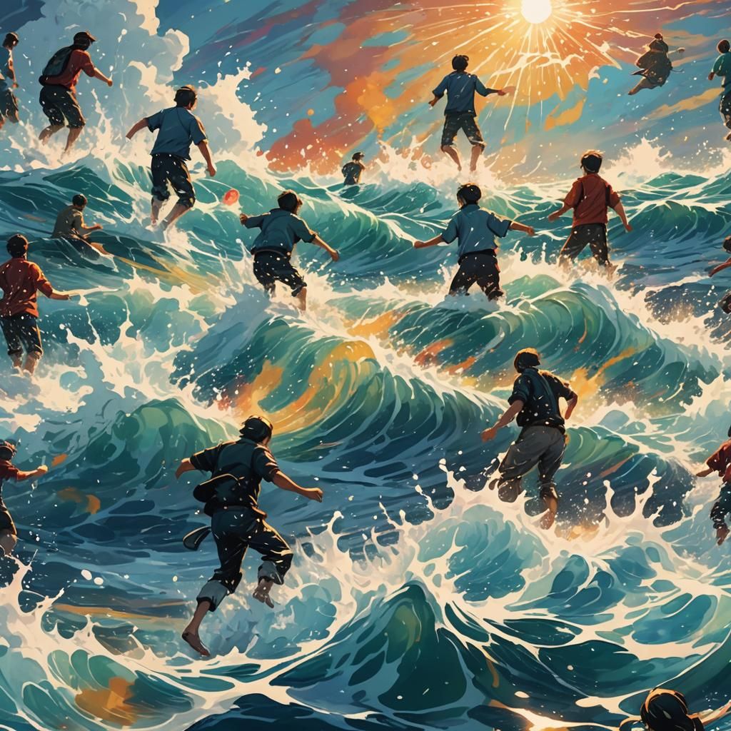 Anime-Inspired Water Battle with Energy Blasts