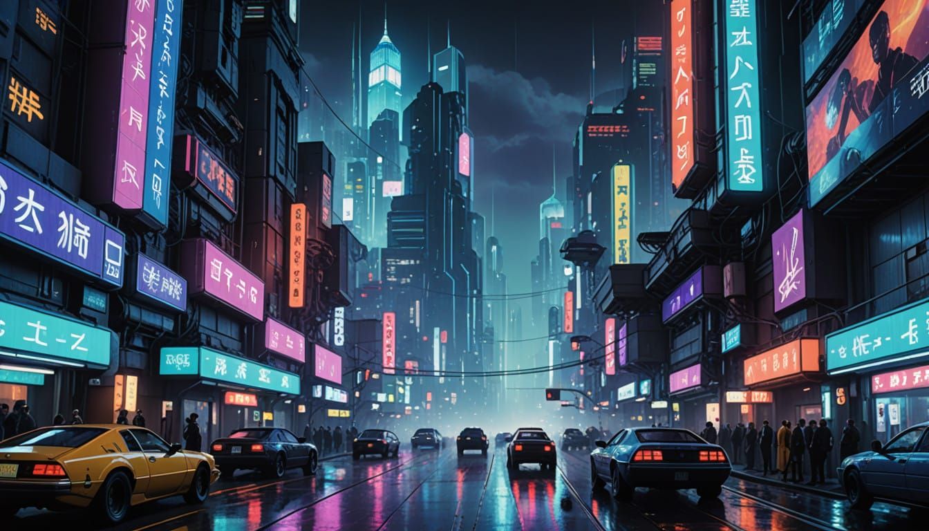 Cyberpunk Cityscape Unfolds at Dusk