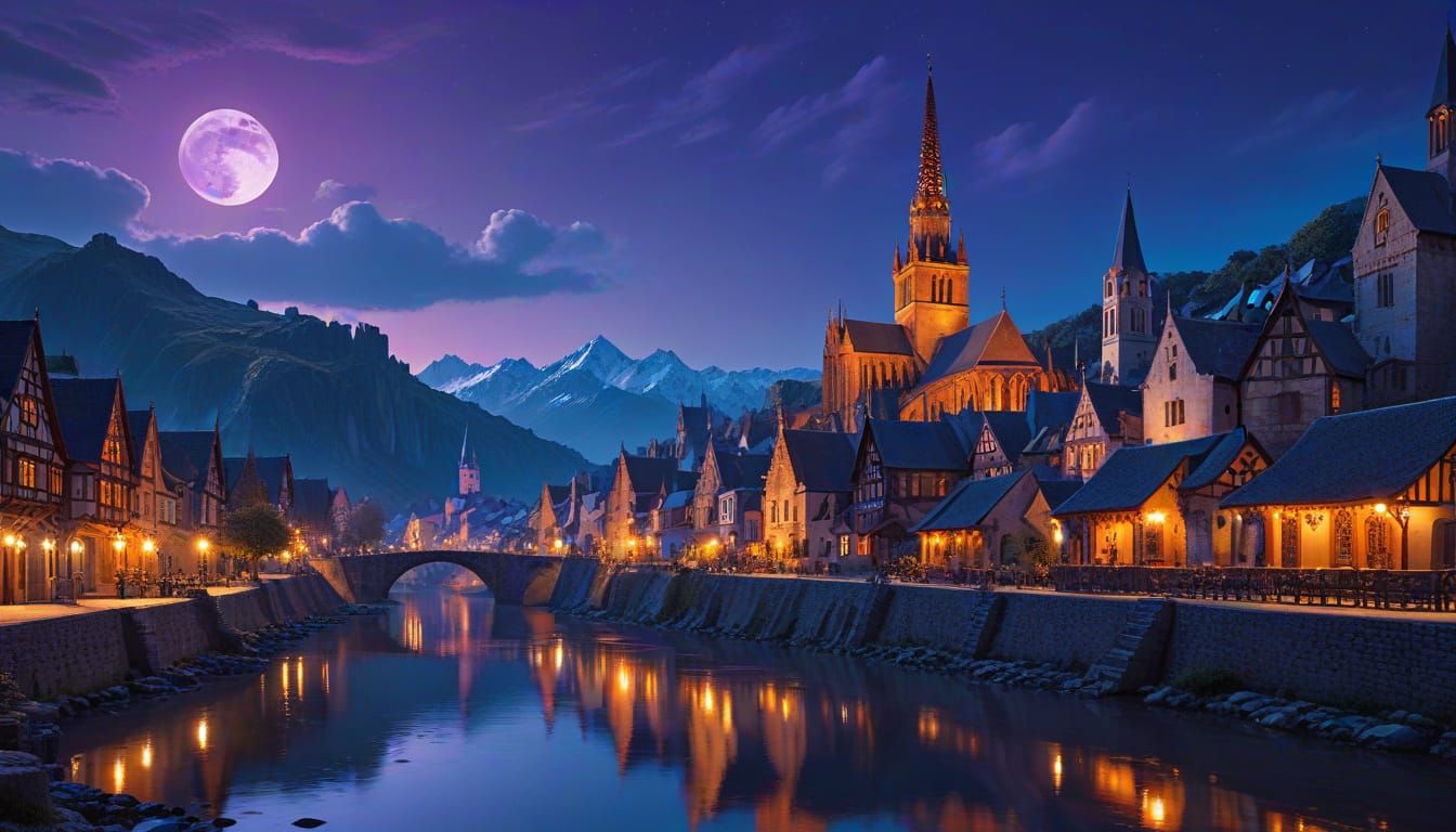 Fantasy Town at Twilight by Still River